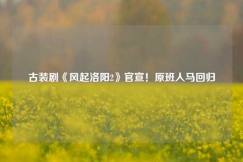 古装剧《风起洛阳2》官宣！原班人马回归
